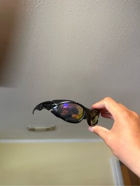Sporty Black Women's Sunglasses with Iridescent Mirrored Lenses Oakley